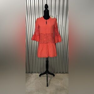 Women’s Tyler Böe NWT Pink Cotton Split Neck Midi Tunic Long Sleeve Dress XS